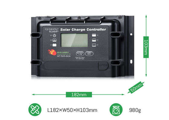 Regulador de sistema solar digital de trabajo pesado de 12V 24V 60A con potencia fotovoltaica máxima de 2280W