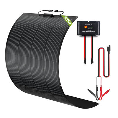 Kit de paneles solares de RV de peso ligero de 100W 120W para sistema de 12 voltios para autocaravana con IP65 Controlador de carga inteligente a prueba de agua para ácidos de plomo y baterías de litio