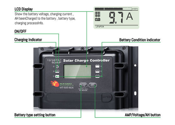 Buen precio Controlador de carga solar digital compatible con 12V/24V con clasificación IP22 y 2 años de garantía en línea