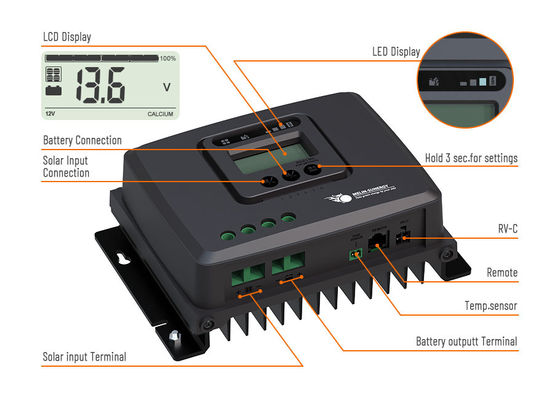 Batería LFP fuera de la red Display digital 12V/24V MPPT RV Controlador de carga solar