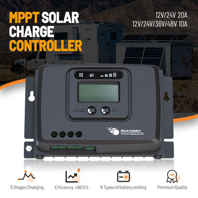Controlador de carga solar MPPT RV inteligente digital con voltaje de entrada máximo de 100 V, 99,5 % de eficiencia y carga de 5 etapas