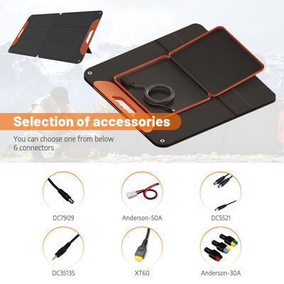 Paneles solares plegables portátiles de 120W con 3 años de garantía y salida de 6A para acampada y vehículos recreativos (RV)