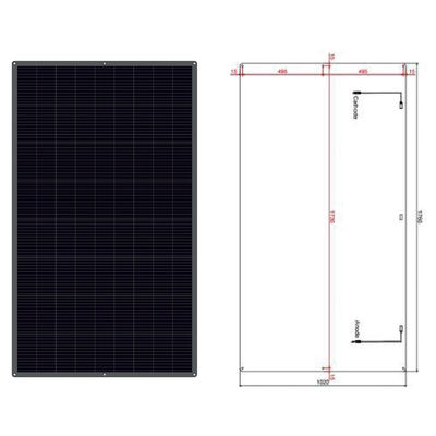 Panel solar semiflexible ultradelgado de 12V 100W con revestimiento ETFE y clasificación IP67, plegable hasta 30 grados