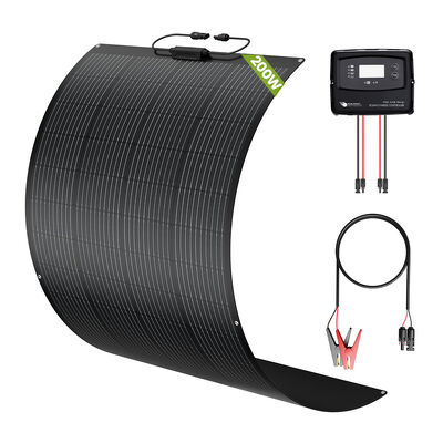 Buen precio Kit de paneles solares de 200w para caravanas, autocaravanas, autocaravanas con paneles solares semiflexibles y controlador solar de 5 etapas de carga IP67 para AGM GEL WET CALCIUM LiFePO4 y batería LTO en línea